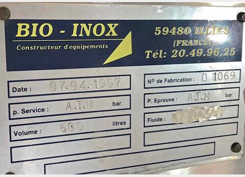 Cuve de stockage inox 600 l - Marque BIO INOX