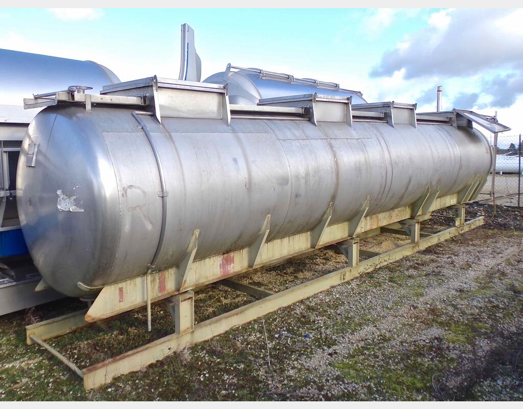 Cuve de stockage en INOX 304 - Horizontale sur chassis acier peint