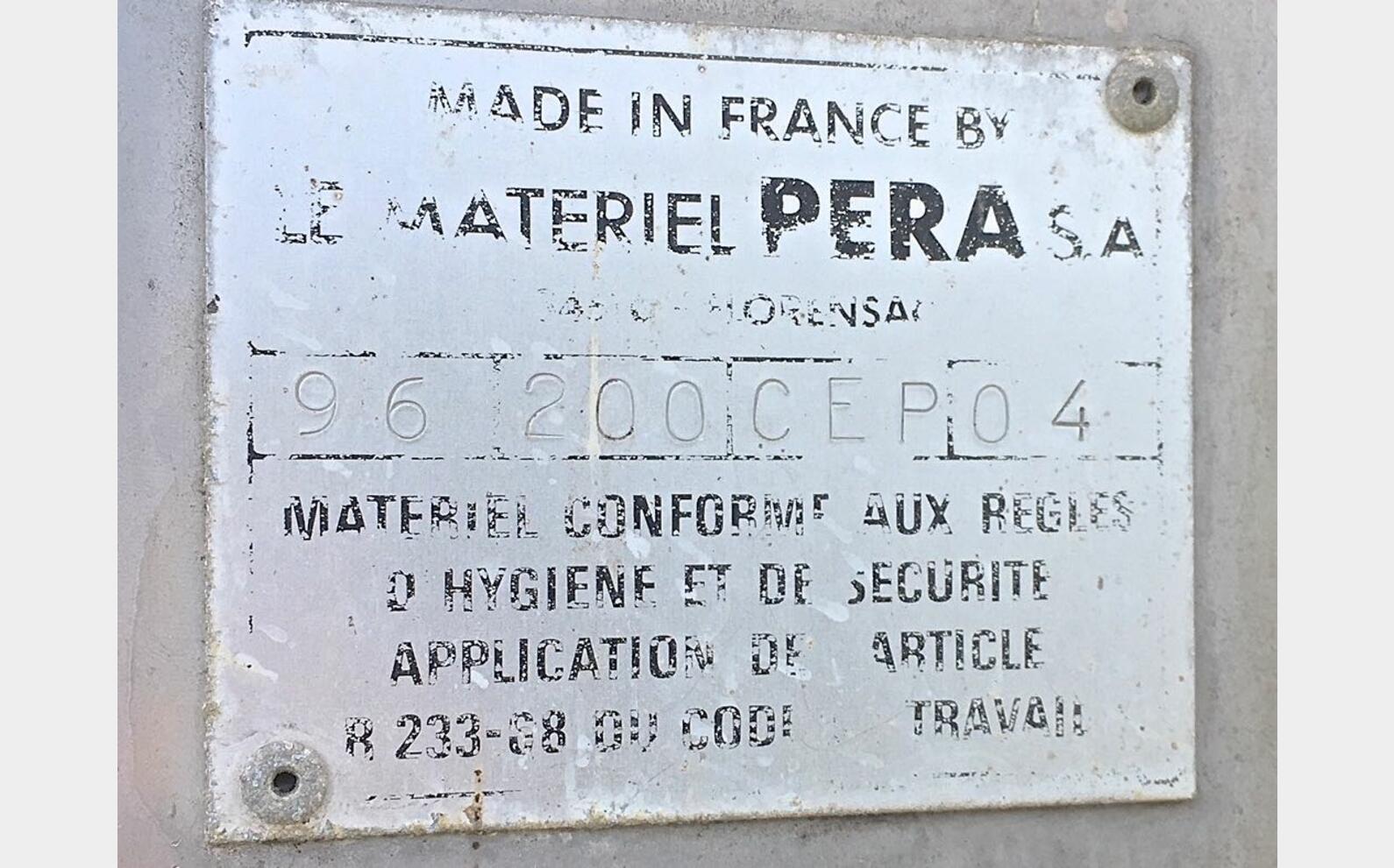 Cuve &agrave; rateau PERA Volume : 200 hectos (20000 litres)