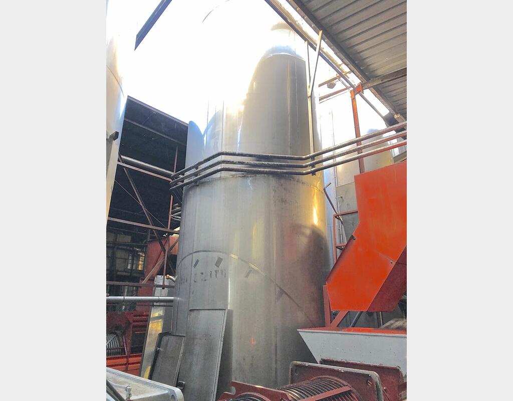 Cuve de stockage inox verticale - Fond cuillère sur jupe de 500 hls