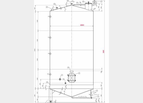 Cuve fermée sur pieds en INOX 304L - Volume : 32 900 litres