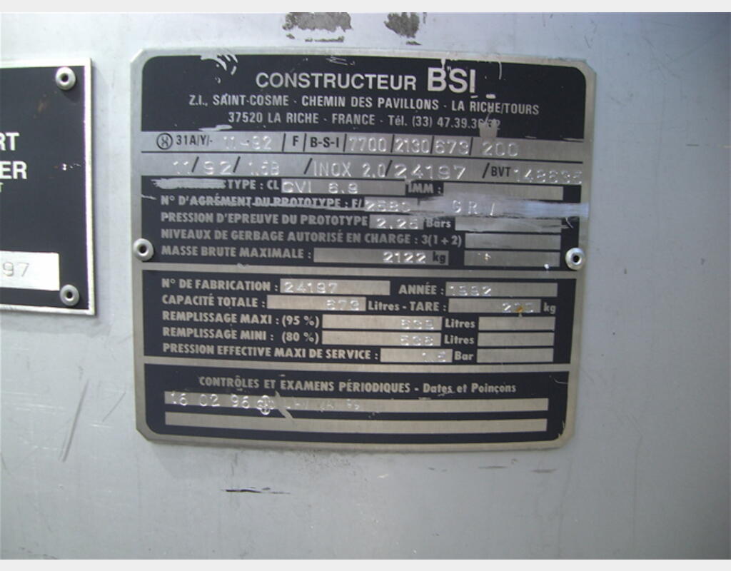 Conteneur INOX 304L, type GRV - marque BSI