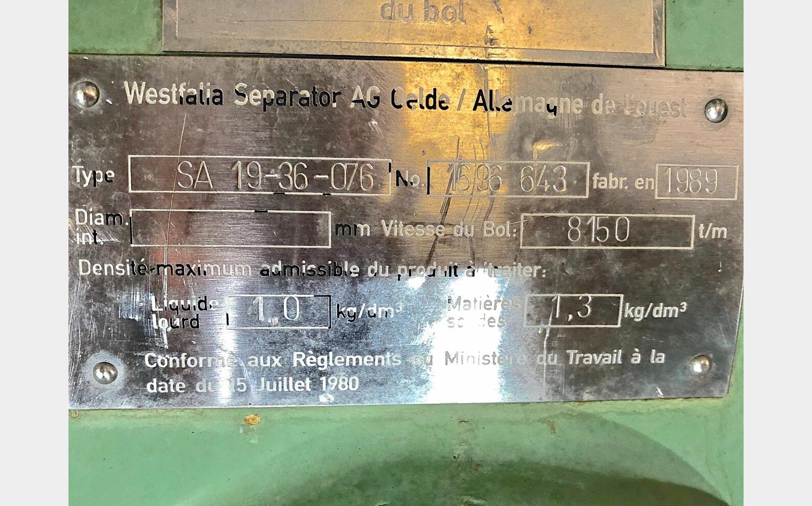 centrifugeuse WESTFALIA