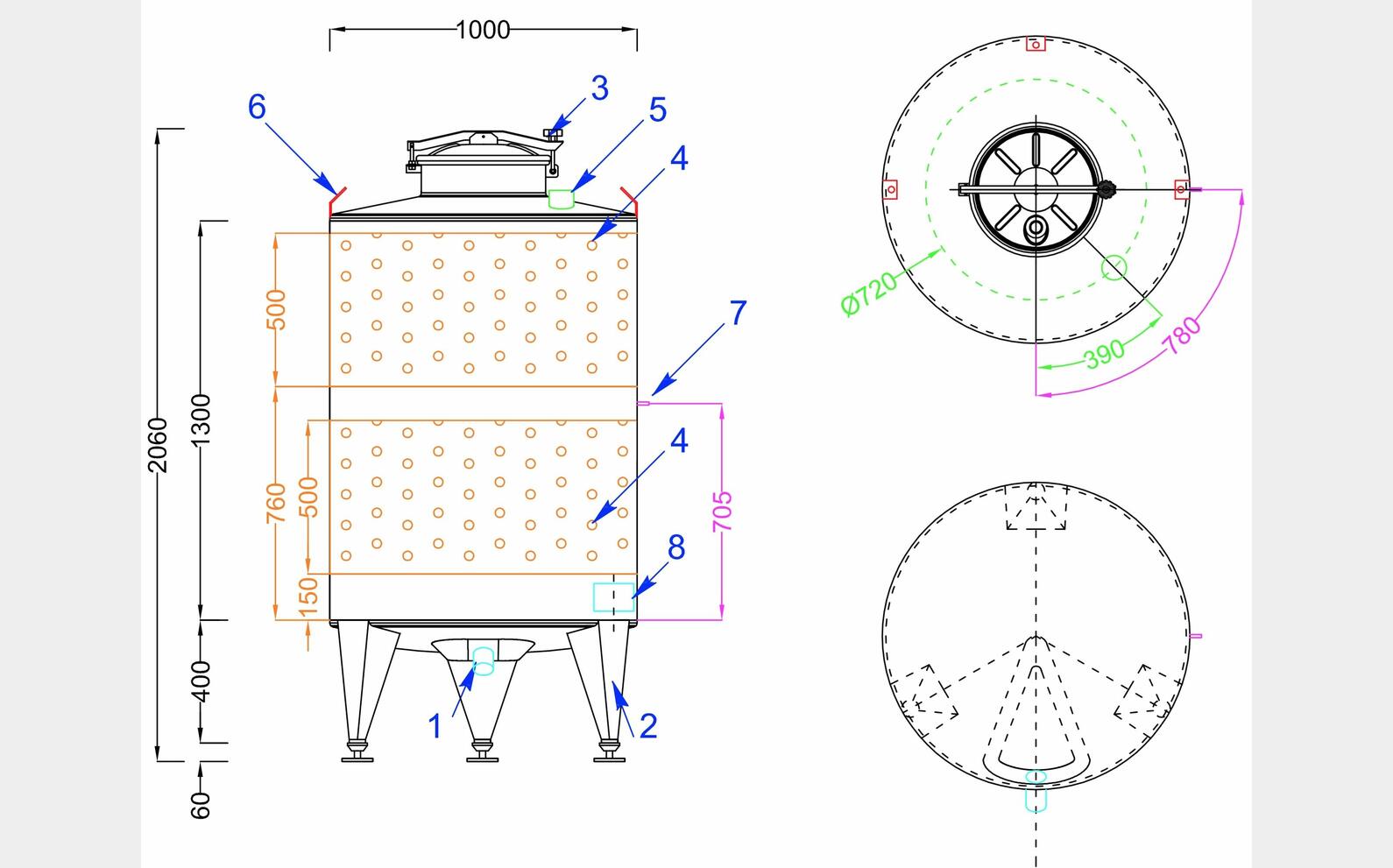 316 stainless steel tank - Cooling belts 10 HL (1000 liters) ARSILAC
