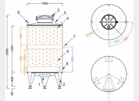 316 stainless steel tank - Cooling belts 10 HL (1000 liters) ARSILAC