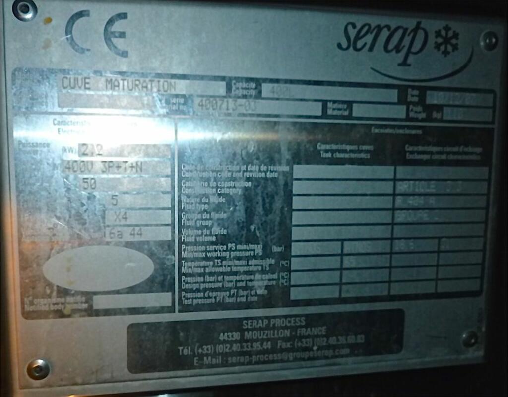 Cuve de maturation INOX 316L - Marque : SERAP