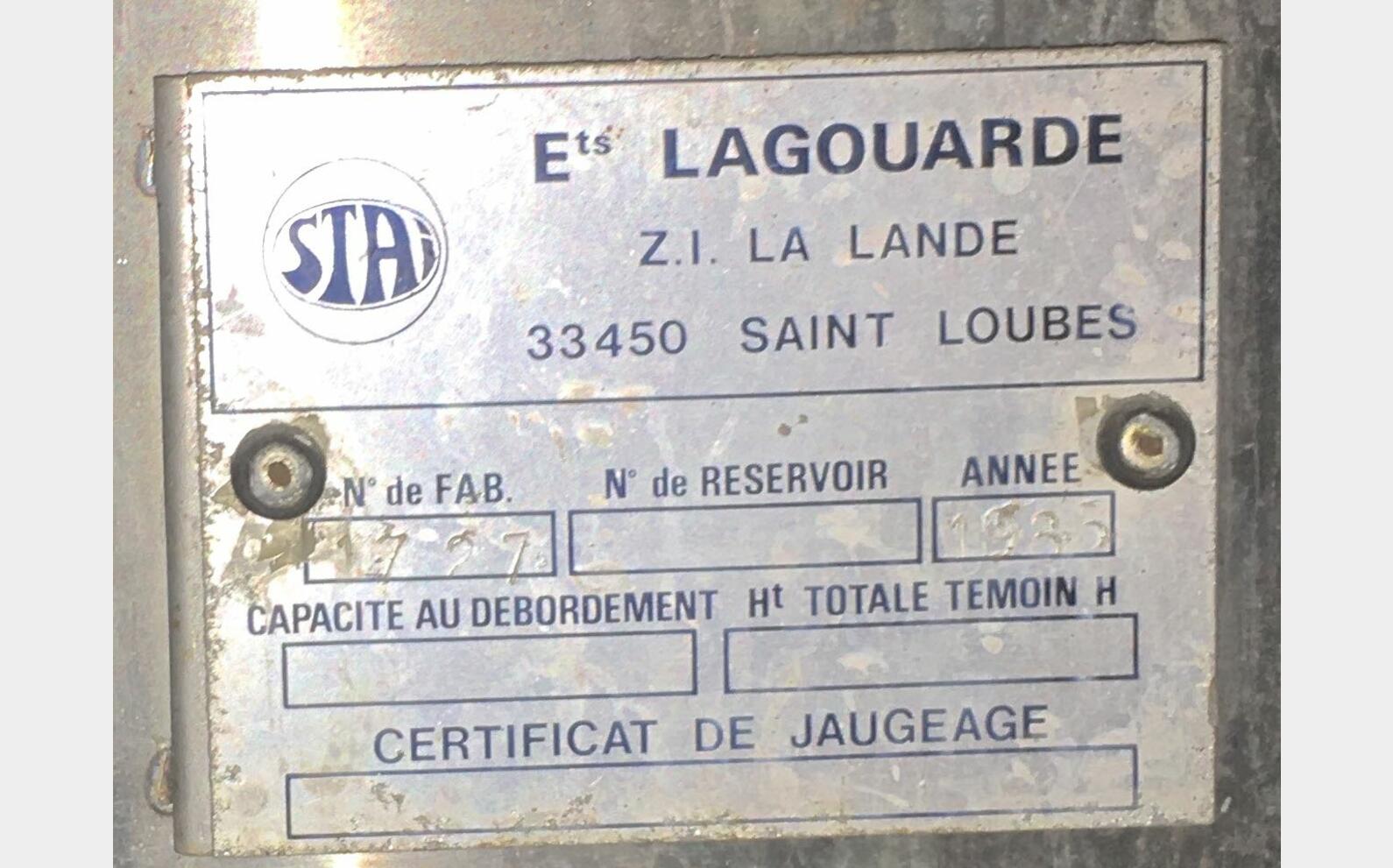 Cuve de stockage, INOX 304 Vinicole, LAGOUARDE RENE ET FILS