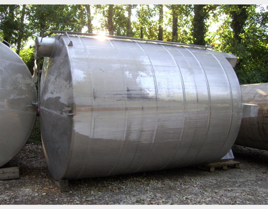 Cuve de stockage INOX 304 de 28 m3 - Verticale fond conique sur pieds
