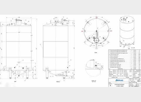 Cuve fermée sur pieds en INOX 316L - Volume : 20 600 litres