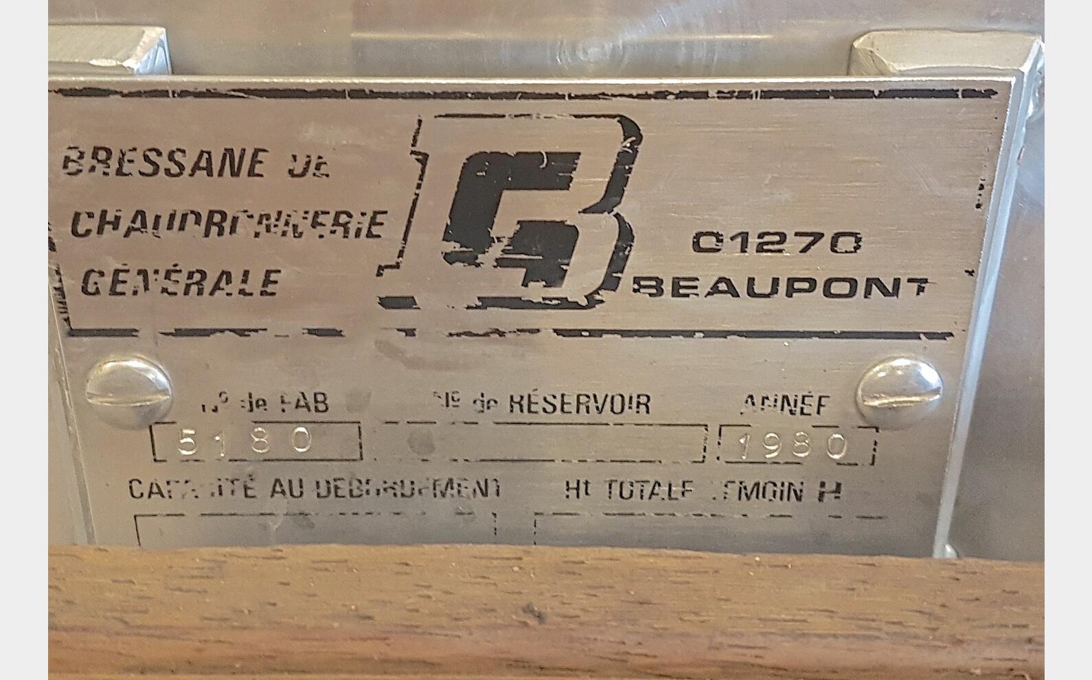 Cuve inox 70 hls de vinification marque : Bressanne