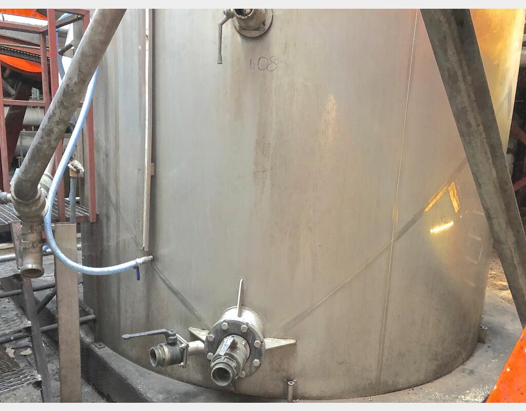 Cuve de stockage inox verticale - Fond cuillère sur jupe de 500 hls