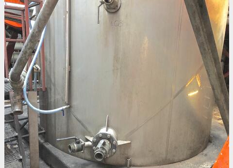 Cuve de stockage inox verticale - Fond cuillère sur jupe de 500 hls