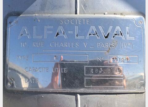 Cuve inox horizontale de 183,5 HLS - Marque : ALFA LAVAL