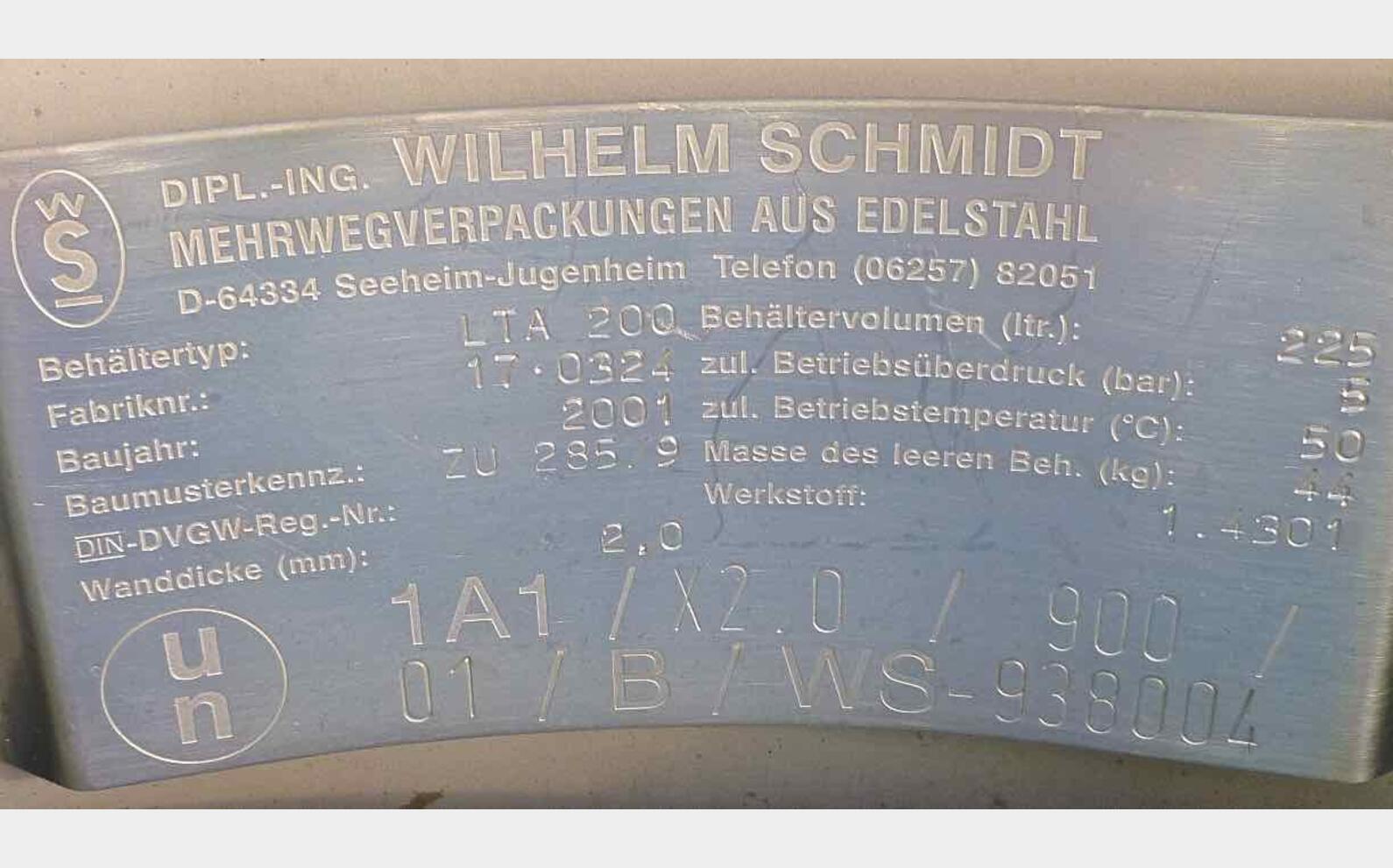Cuve inox Marque : WILHELM SCHMIDT