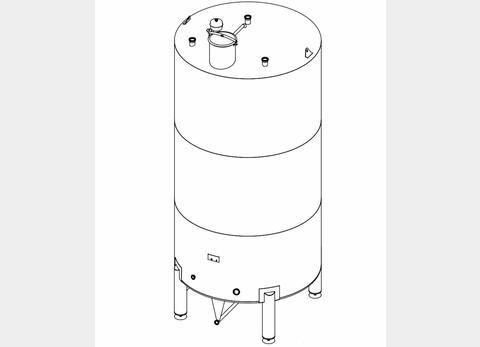 Cuve fermée sur pieds en INOX 304L - Volume : 20 600 litres