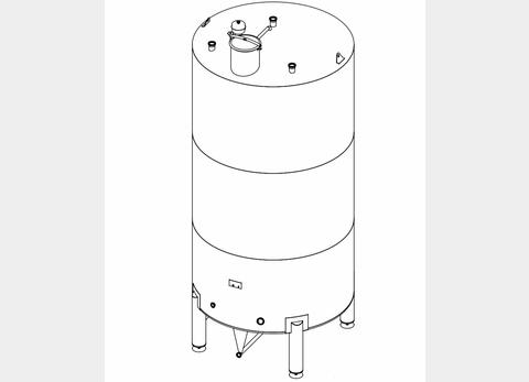 Cuve fermée sur pieds en INOX 304L - Volume : 20 600 litres