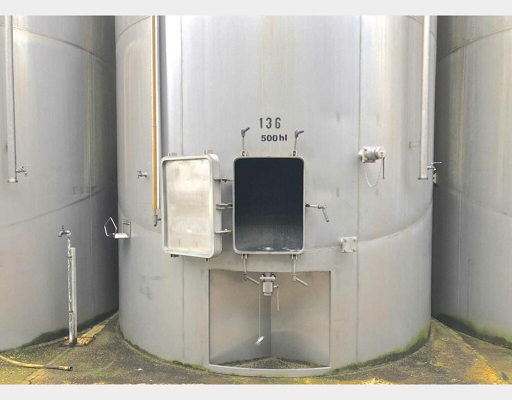 Cuve de stockage inox 304 - Volume : 500 hectos (50000 litres)