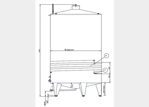 cuve stockage INOX 304L/316L refroidit 6,34 m2 MATERIEL NEUF