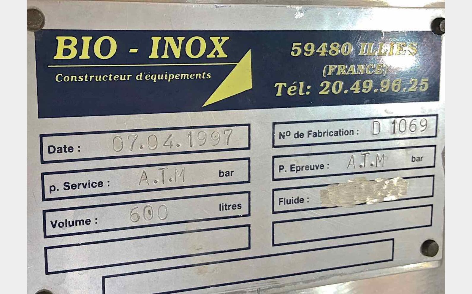 Cuve de stockage inox PU0118