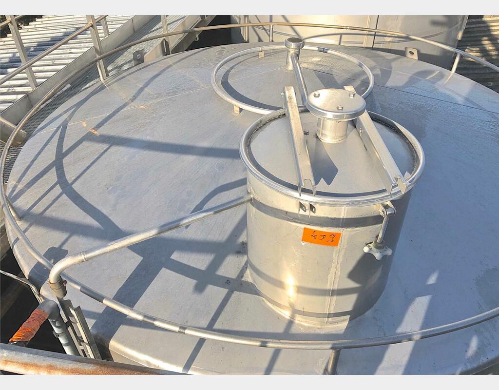 Cuve de stockage inox verticale - Fond cuillère sur jupe de 500 hls