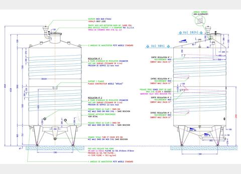 Cuve de stockage inox 316L - Volume : 101 hectos (10100 litres)