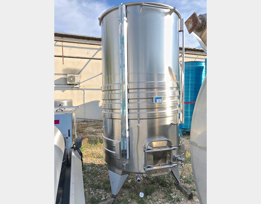 Cuve inox à chapeau flottant  40 hls - Fond incliné sur pieds