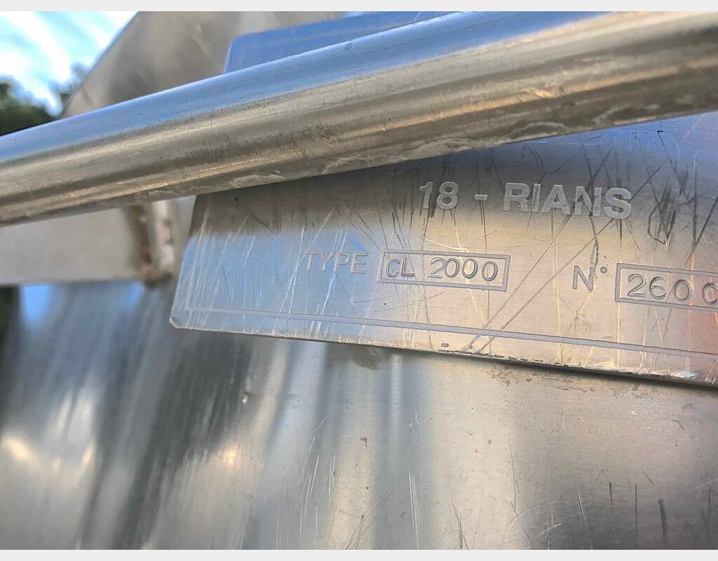 Cuve de mélange inox - Volume : 2000 litres
