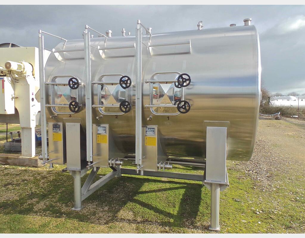 Cuve  INOX 316L cylindrique horizontale 3 compartiments : 25 + 25 + 50 HL