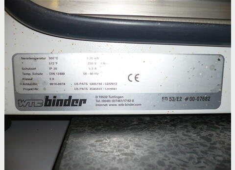 BINDER WTB - ETUVE - température nominale : 300 °C (572 °F)