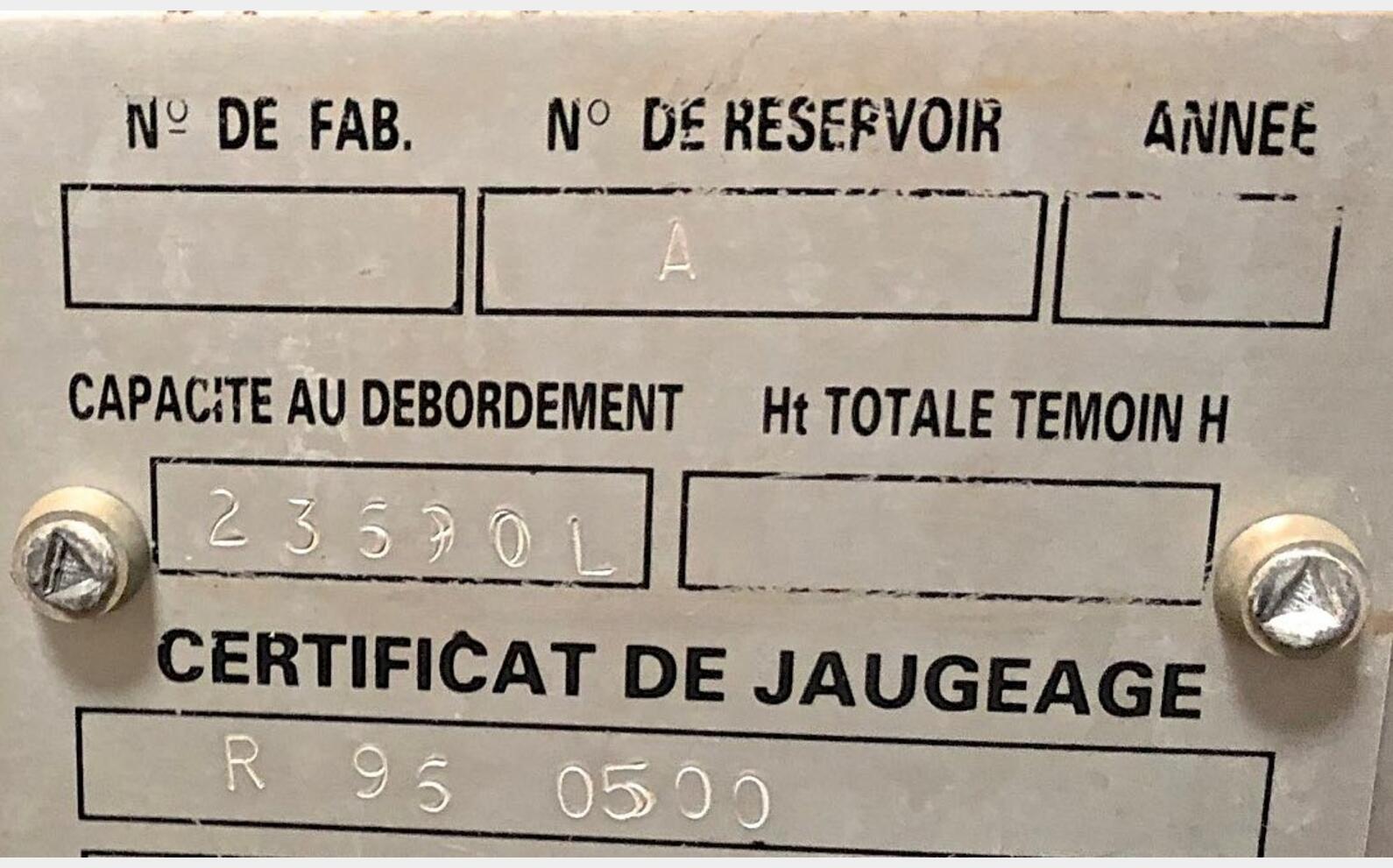 Cuve inox Agit&eacute; N&deg;A.B.C.et D 23.600 litres