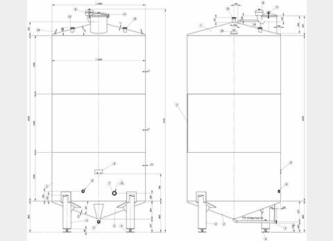 Cuve fermée sur pieds en INOX 304L - Volume : 20 600 litres