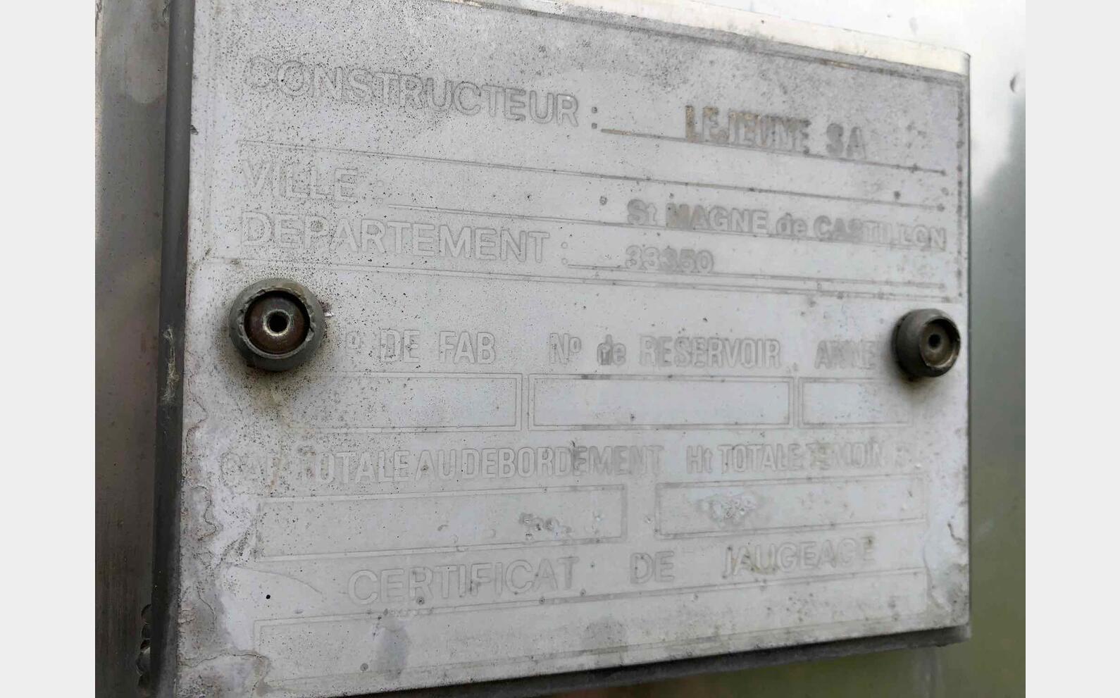 Cuve stockage inox LEJEUNE