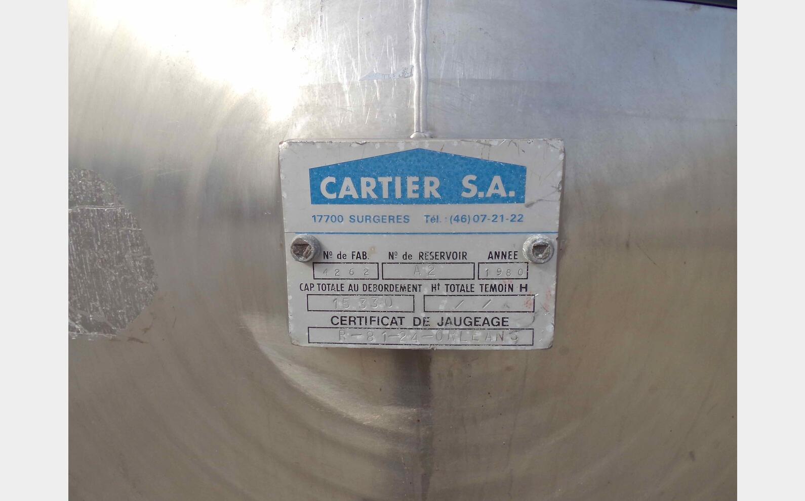Cuve de stockage INOX
