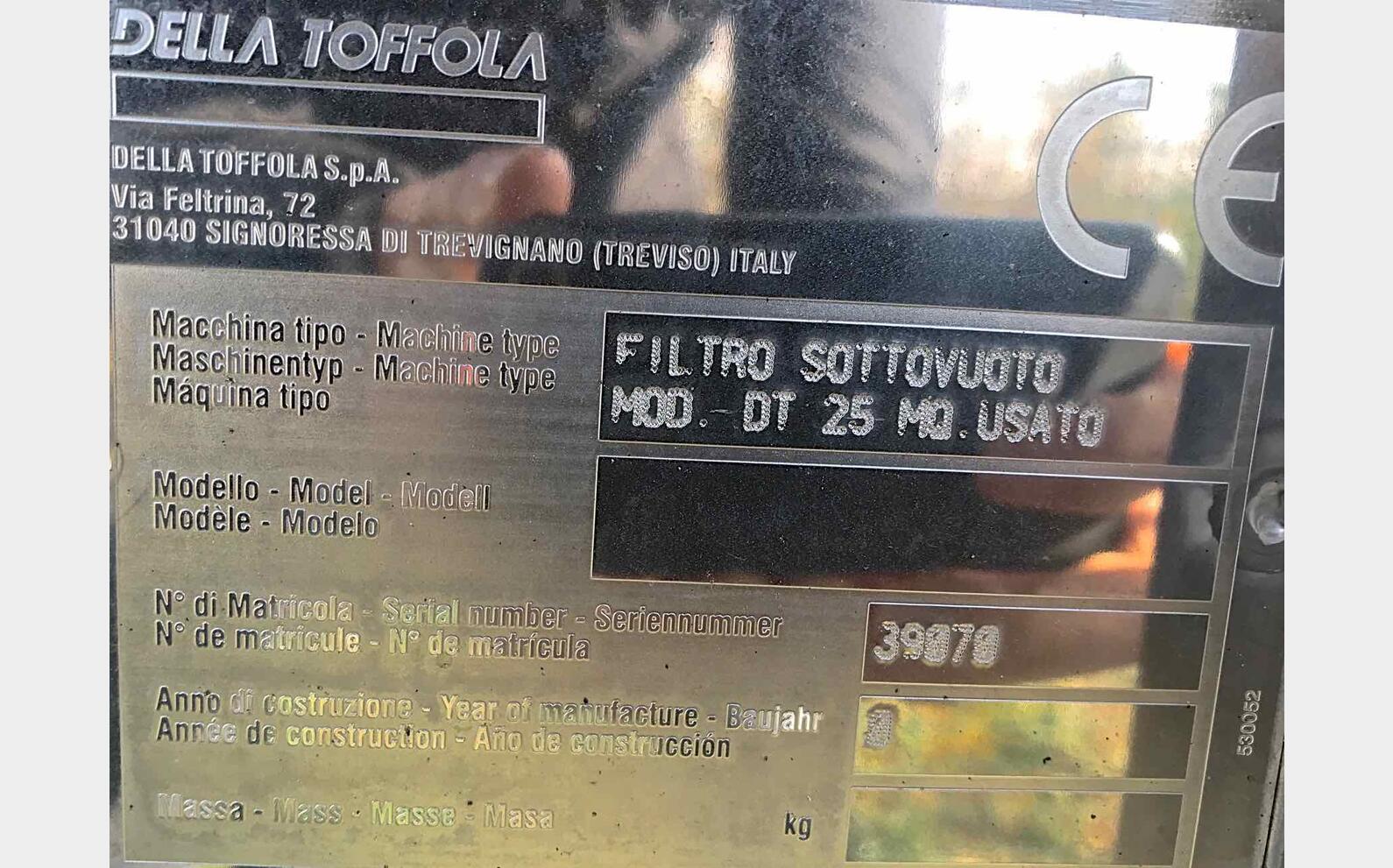 Filtre rotatif sous vide Marque : DELLA TOFFOLA