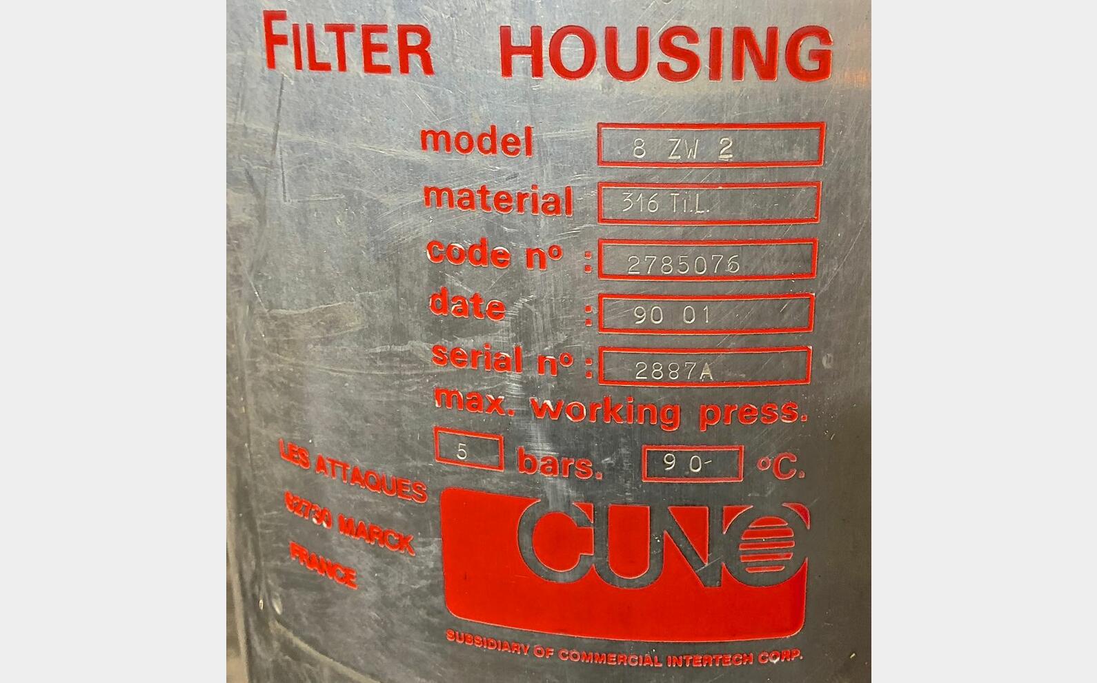 Filtre &agrave; cartouche inox 316 TiL CUNO PU0118