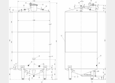 Cuve fermée sur pieds en INOX 316L - Volume : 20 600 litres