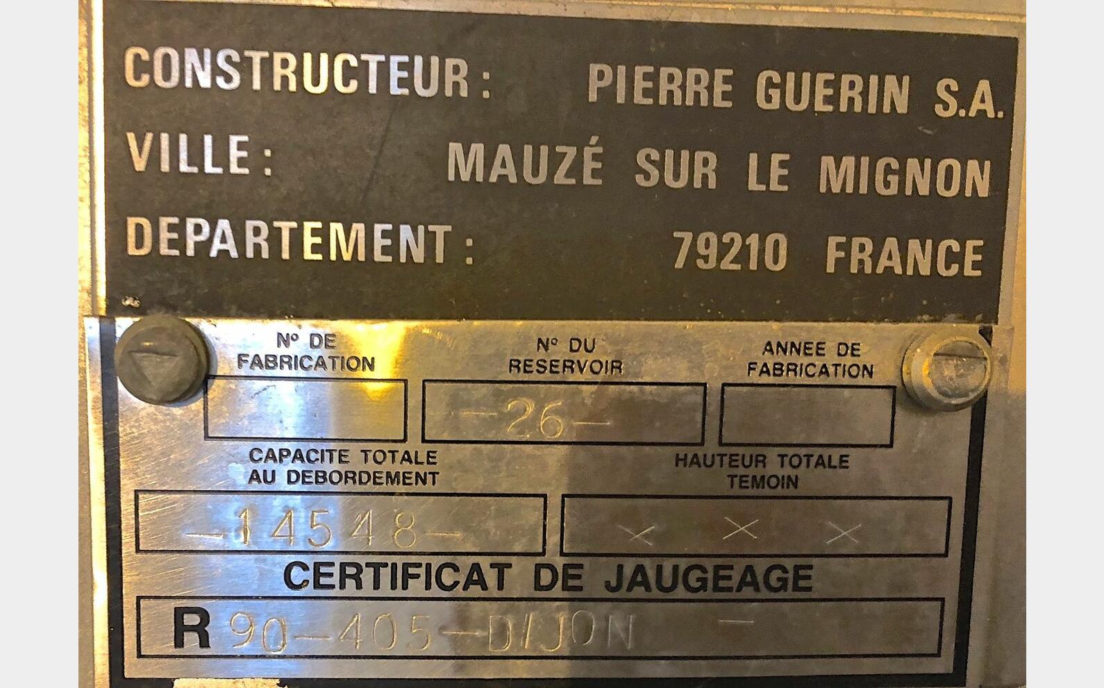 Cuve inox 316 N26 Pierre Guerin