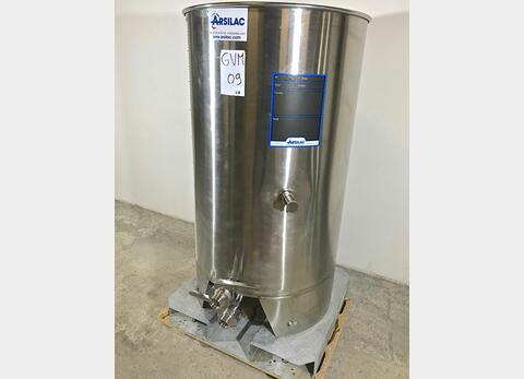 Cylindrical 304 stainless steel tank on frame - with floating cap 300 l