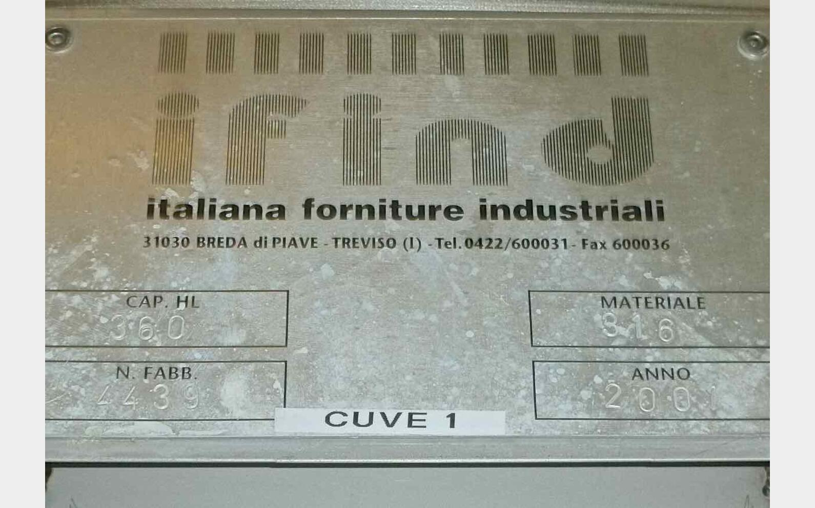 Cuve de stockage inox 316 Ann&eacute;e : 2001 Marque : IFIND