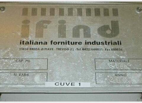 Cuve de stockage inox 316 Ann&eacute;e : 2001 Marque : IFIND