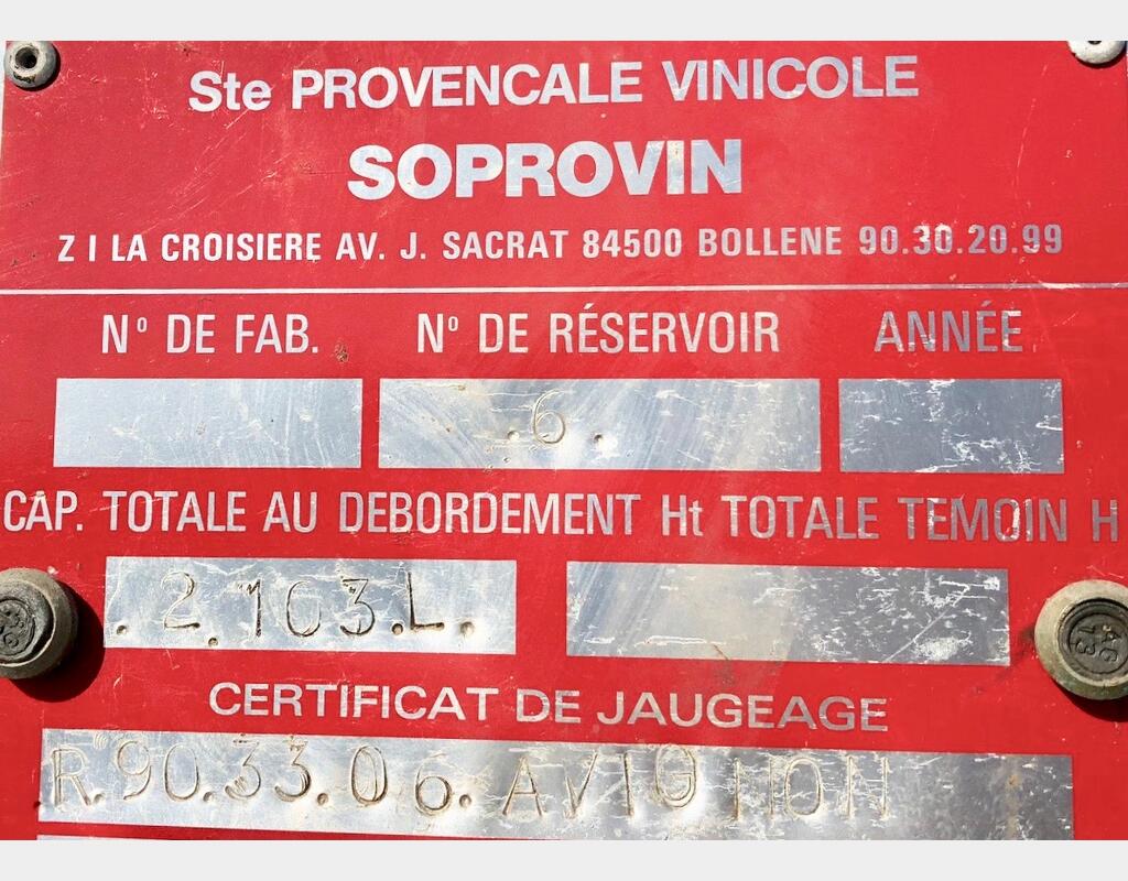 Cuve de Stockage INOX  - 2100 Litres , SOPROVIN