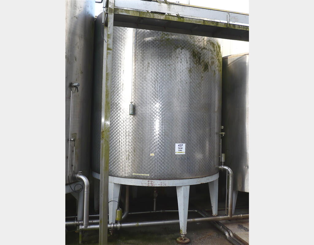 cuve de stockage INOX 304 de 25 m3 - cylindrique verticale sur pieds