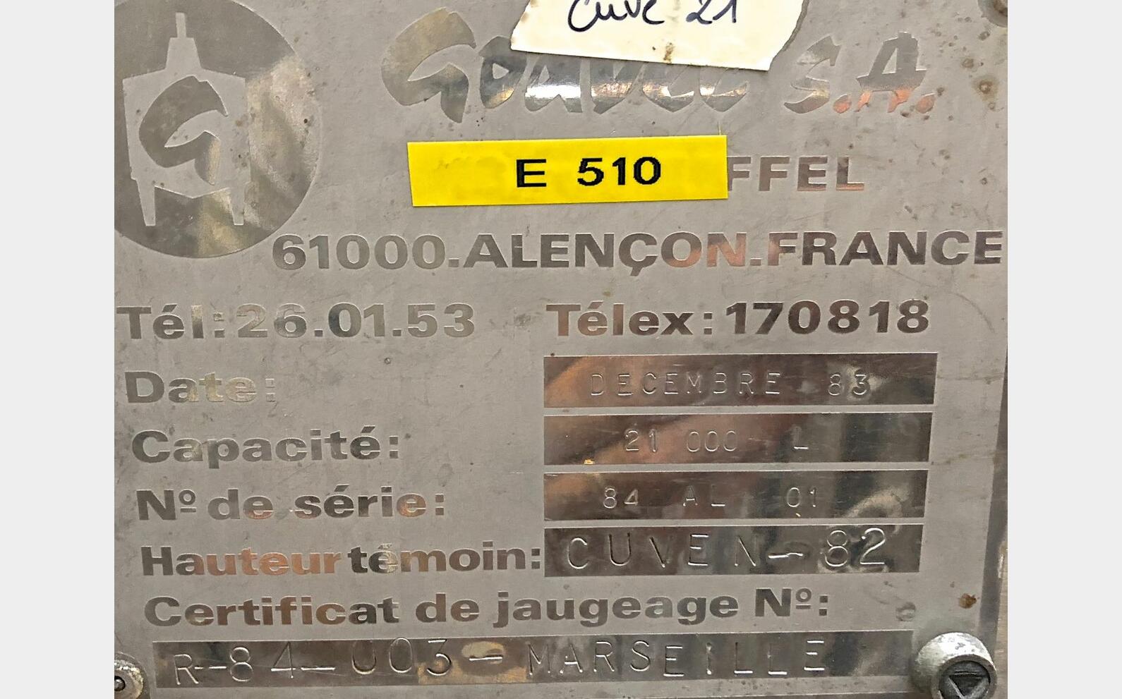 Cuve Inox 316 N21 Goavec