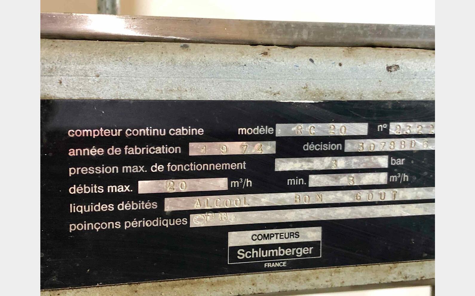 Volucompteur pour alcool Marque SCHLUMBERGER