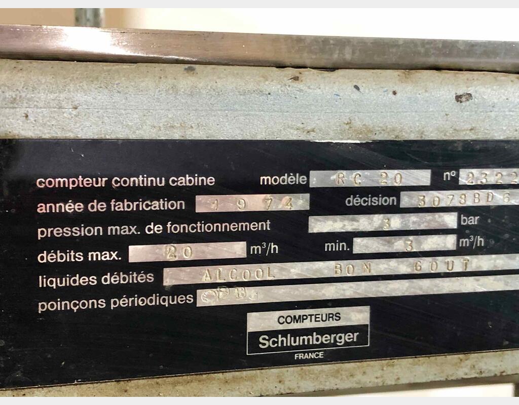 Compteur Alcool SCHLUMBERGER - Sur Skid avec pompe et filtre