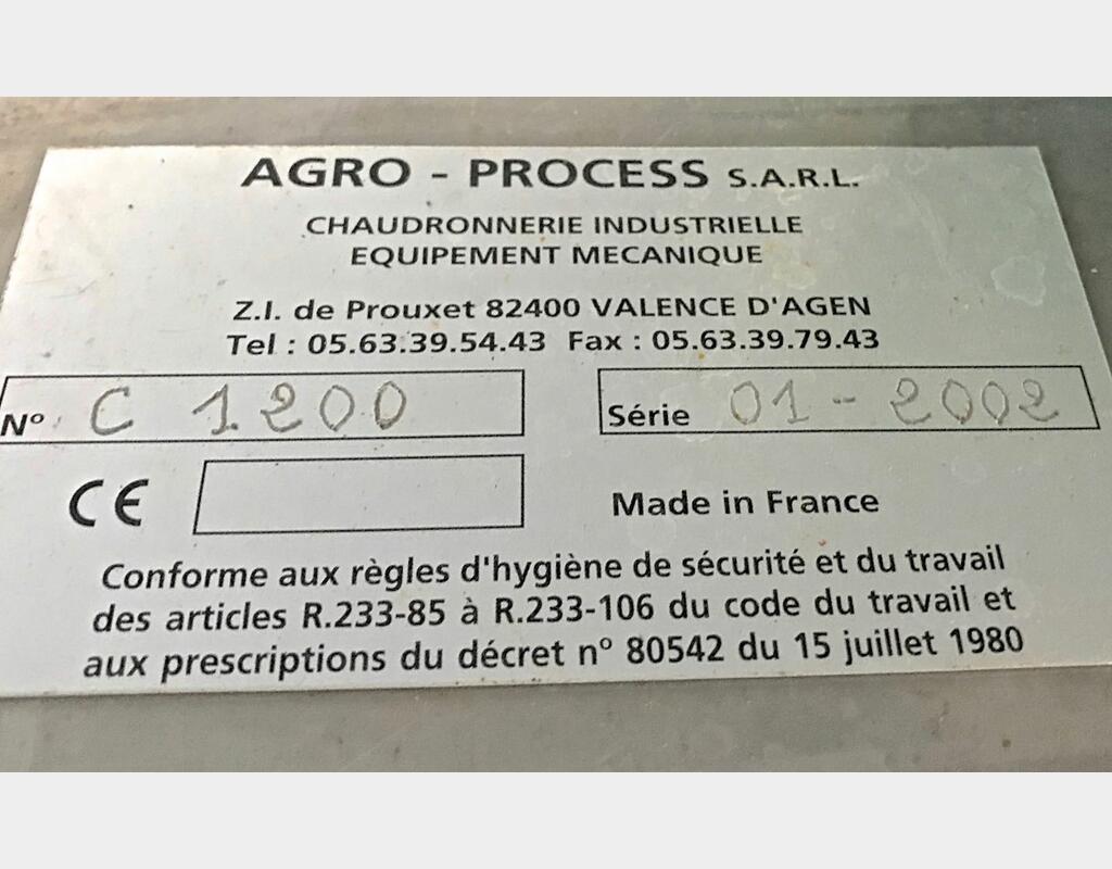 Cuve de mélange inox - Volume : 1000 litres