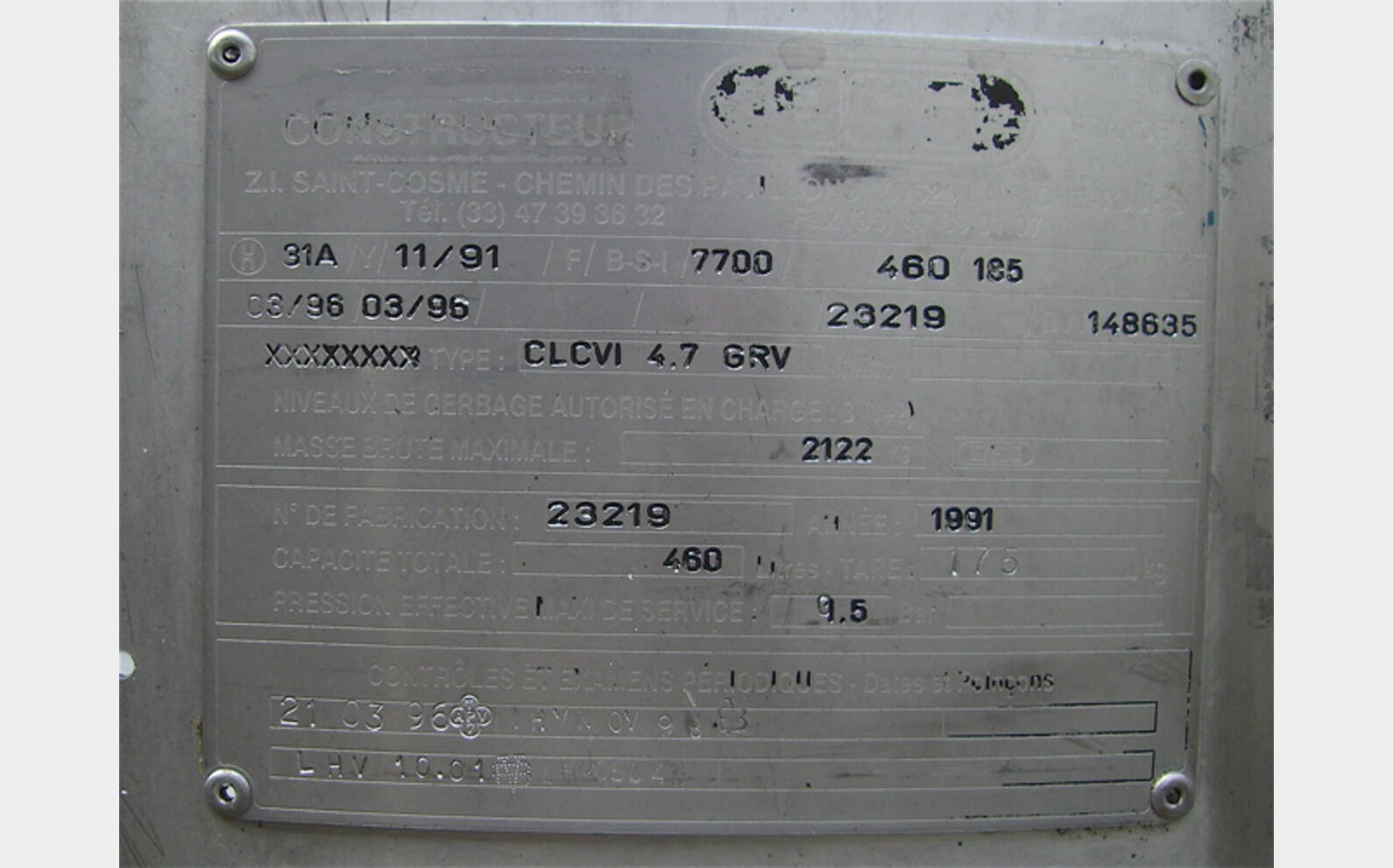 conteneur INOX 304L 460 litres