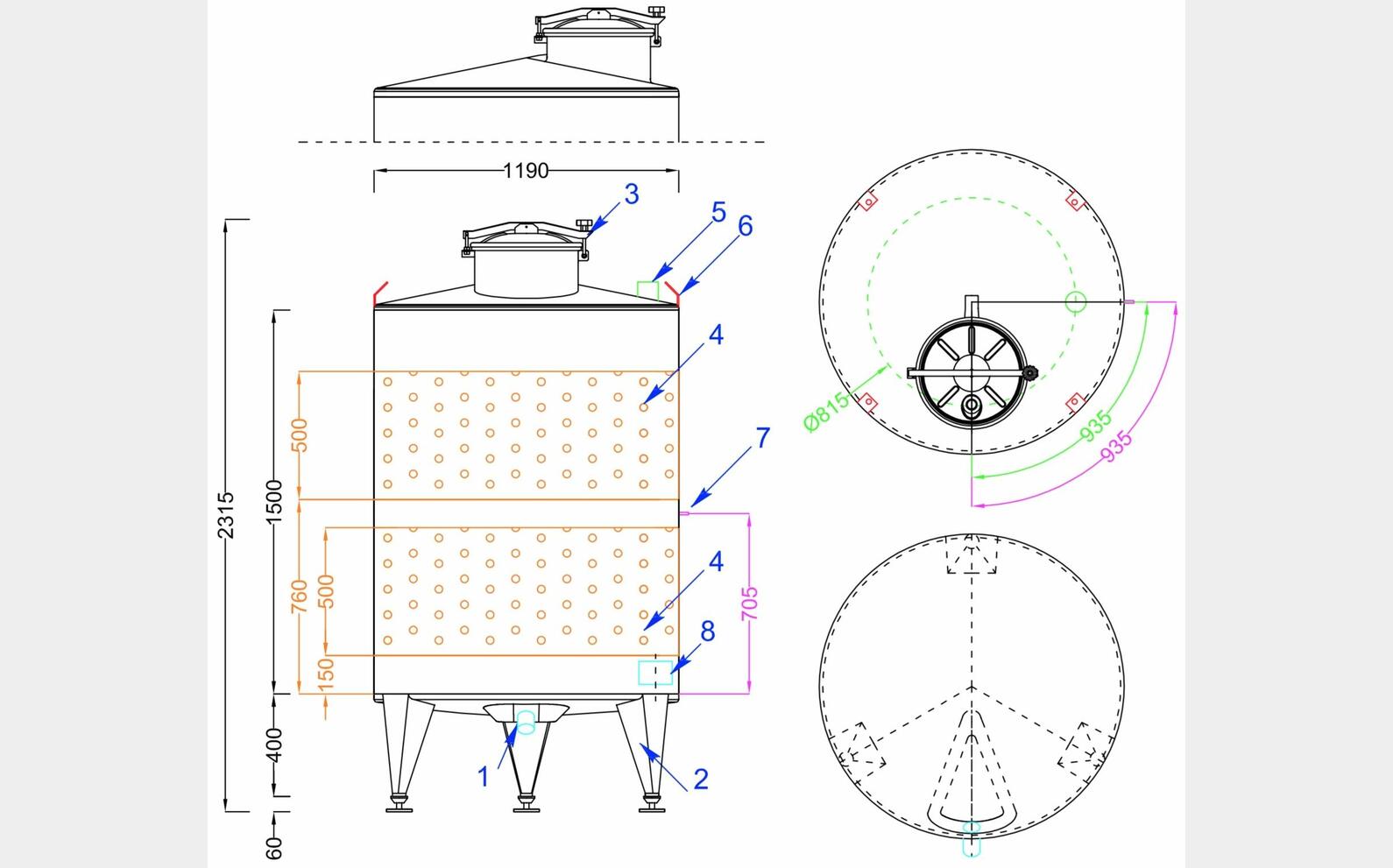 316 stainless steel tank - Cold belt 17 HL (1700 liters) ARSILAC