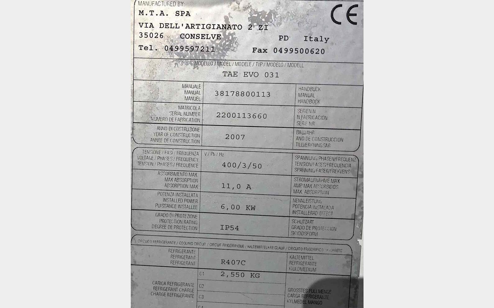Refrigeration unit MTA