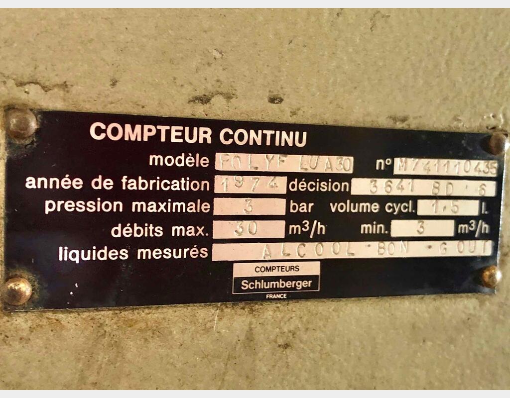 Compteur Alcool SCHLUMBERGER - Sur Skid avec pompe et filtre